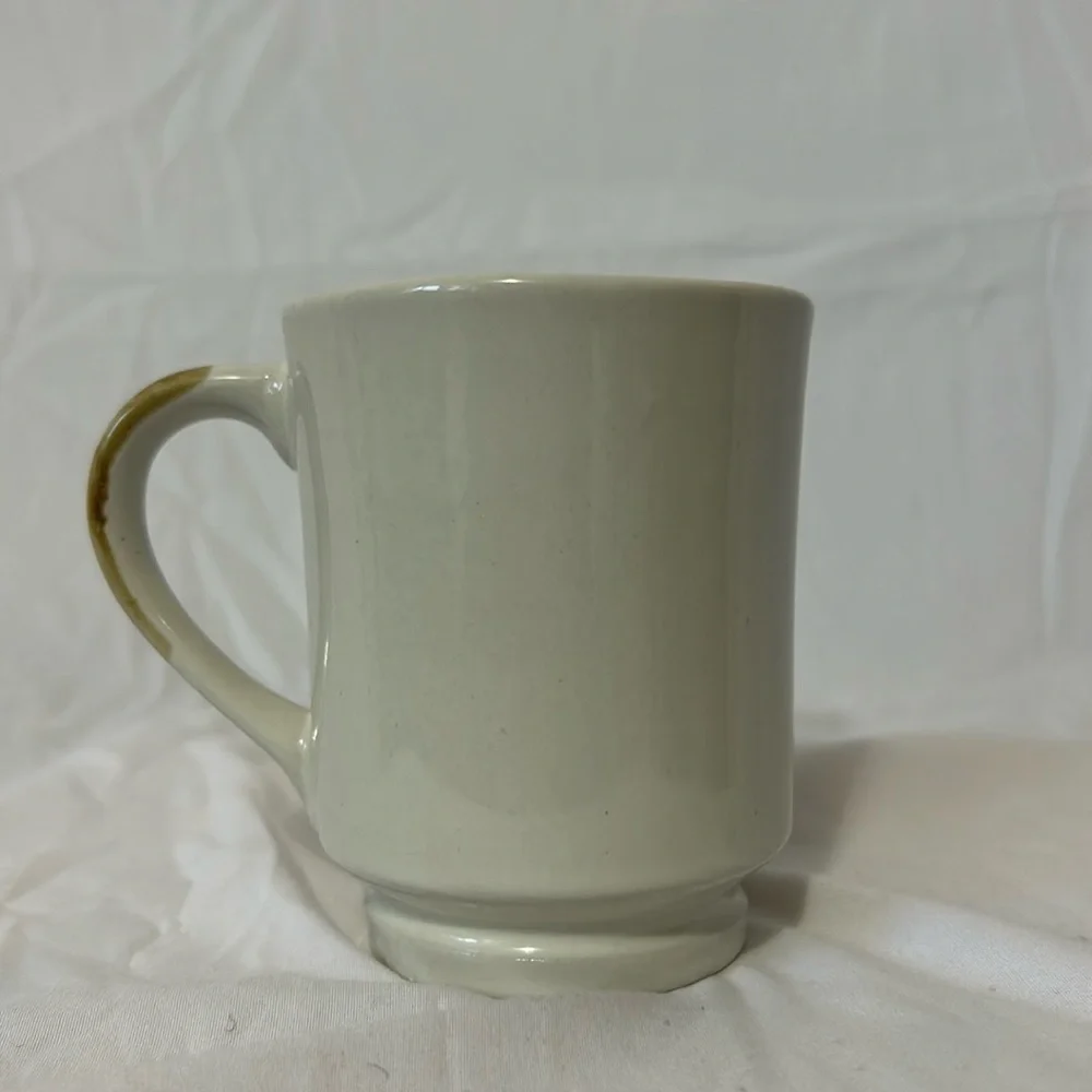 Tree with Fruit Coffee Cup Mug Tea Cup Blue Rim Stylistic Drawing Painted